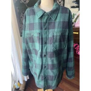 GH Bass & Co Men's Wool Blend Lined Winter Shirt Jacket Pockets Green Size XL